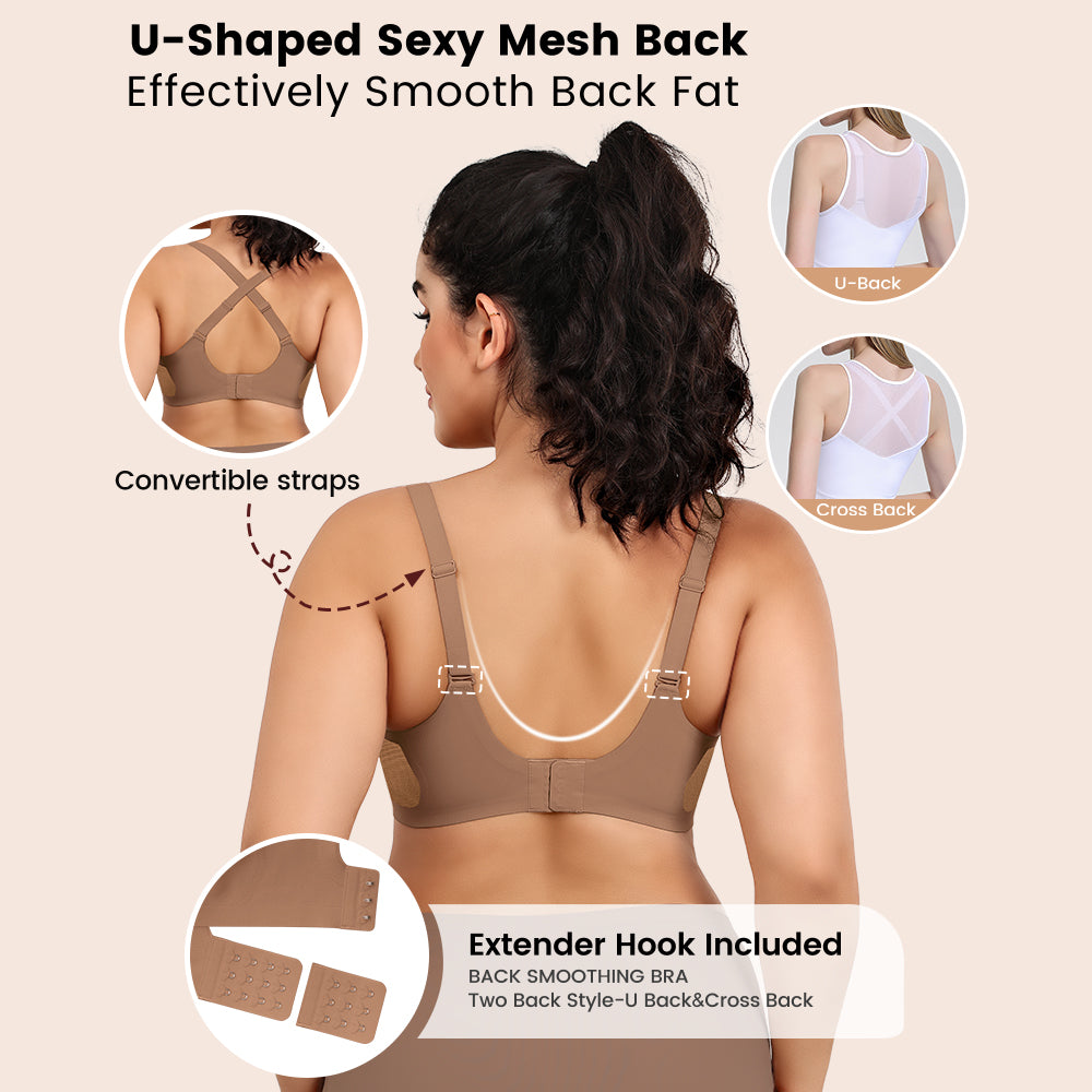 No Underwire Bra for Women Wireless Bras with Soft Support V Neck Mesh Lace Seamless Comfort Bra