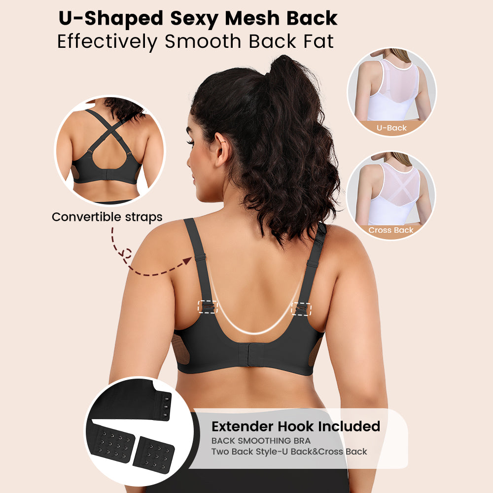 No Underwire Bra for Women Wireless Bras with Soft Support V Neck Mesh Lace Seamless Comfort Bra