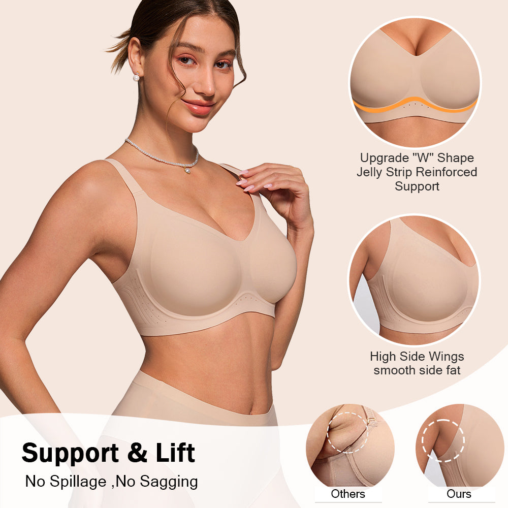 HORISUN Wireless Full Coverage Bras Push Up Comfortable Seamless Jelly Bra