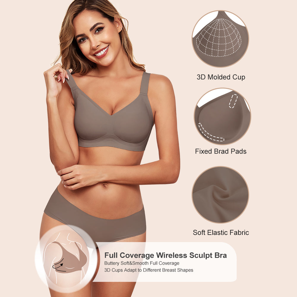 Wireless Bras for Women Soft Comfortable No Underwire T Shirt Bra Seamless Full Coverage Bras with Support