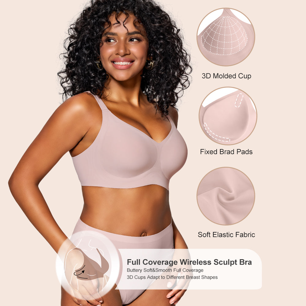 Wireless Bras for Women Soft Comfortable No Underwire T Shirt Bra Seamless Full Coverage Bras with Support