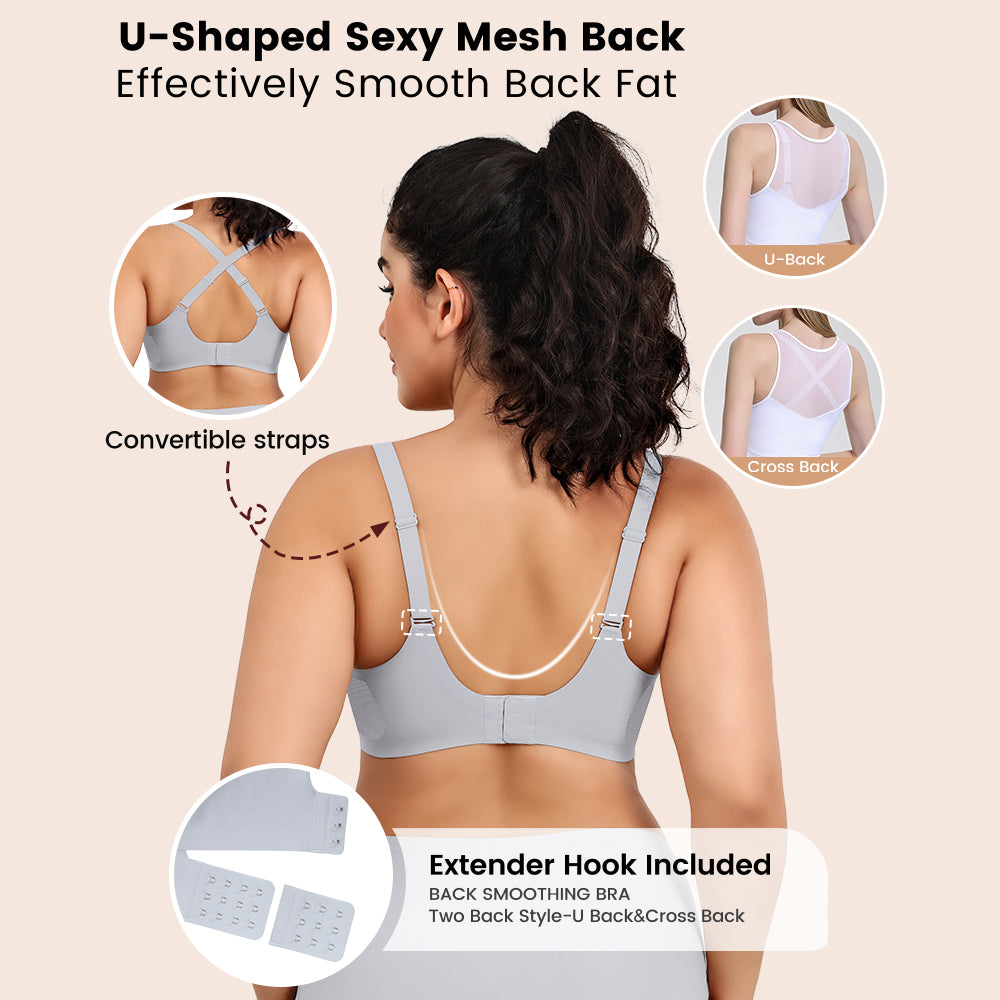No Underwire Bra for Women Wireless Bras with Soft Support V Neck Mesh Lace Seamless Comfort Bra