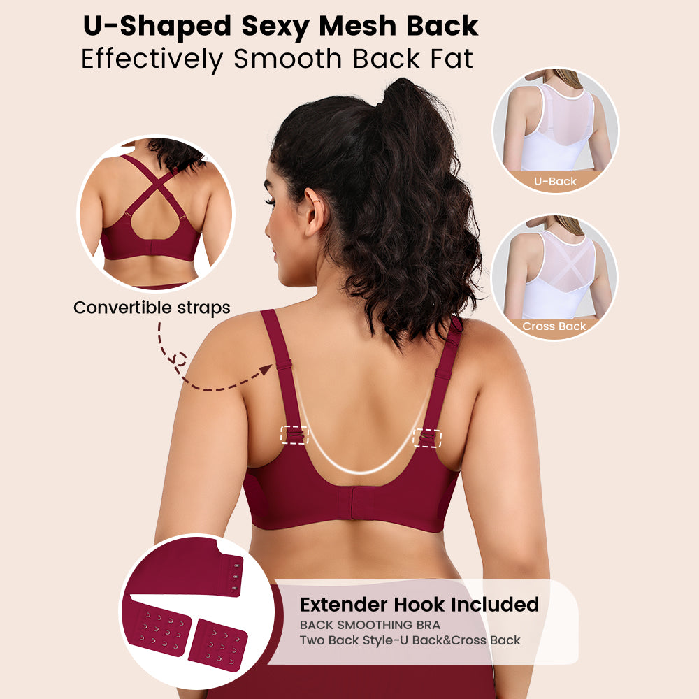 No Underwire Bra for Women Wireless Bras with Soft Support V Neck Mesh Lace Seamless Comfort Bra