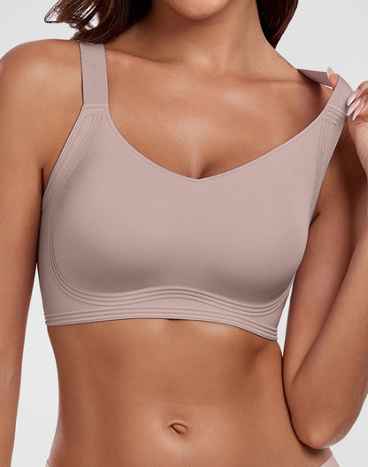 V-Neck Flocking Seamless Bra