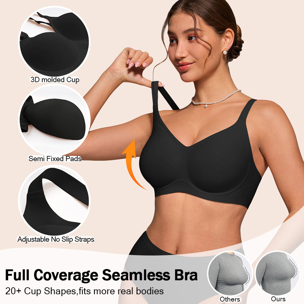 HORISUN Wireless Full Coverage Bras Push Up Comfortable Seamless Jelly Bra