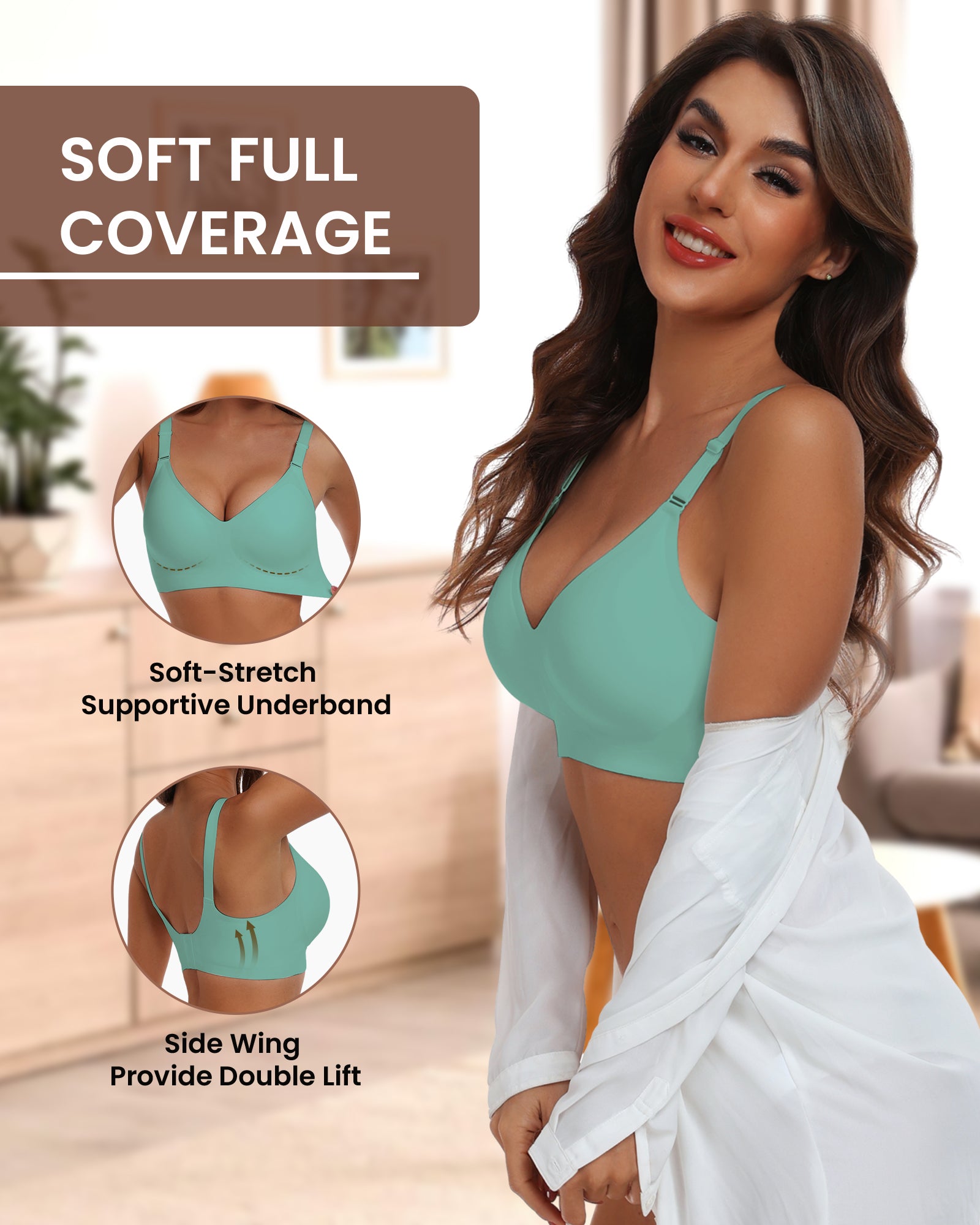 HORISUN Comfortable Seamless Full Coverage Bra for Women Wireless Bras with Soft Support Regular and Plus Size