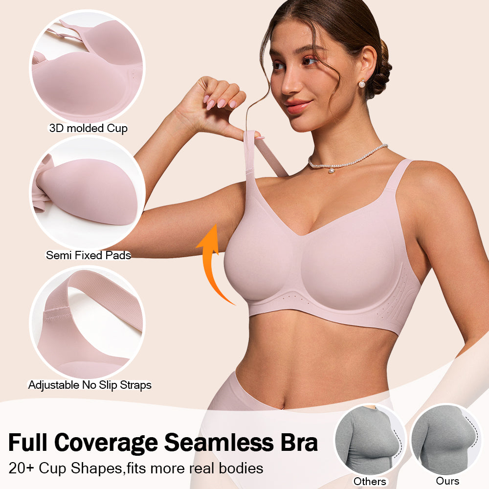 HORISUN Wireless Full Coverage Bras Push Up Comfortable Seamless Jelly Bra