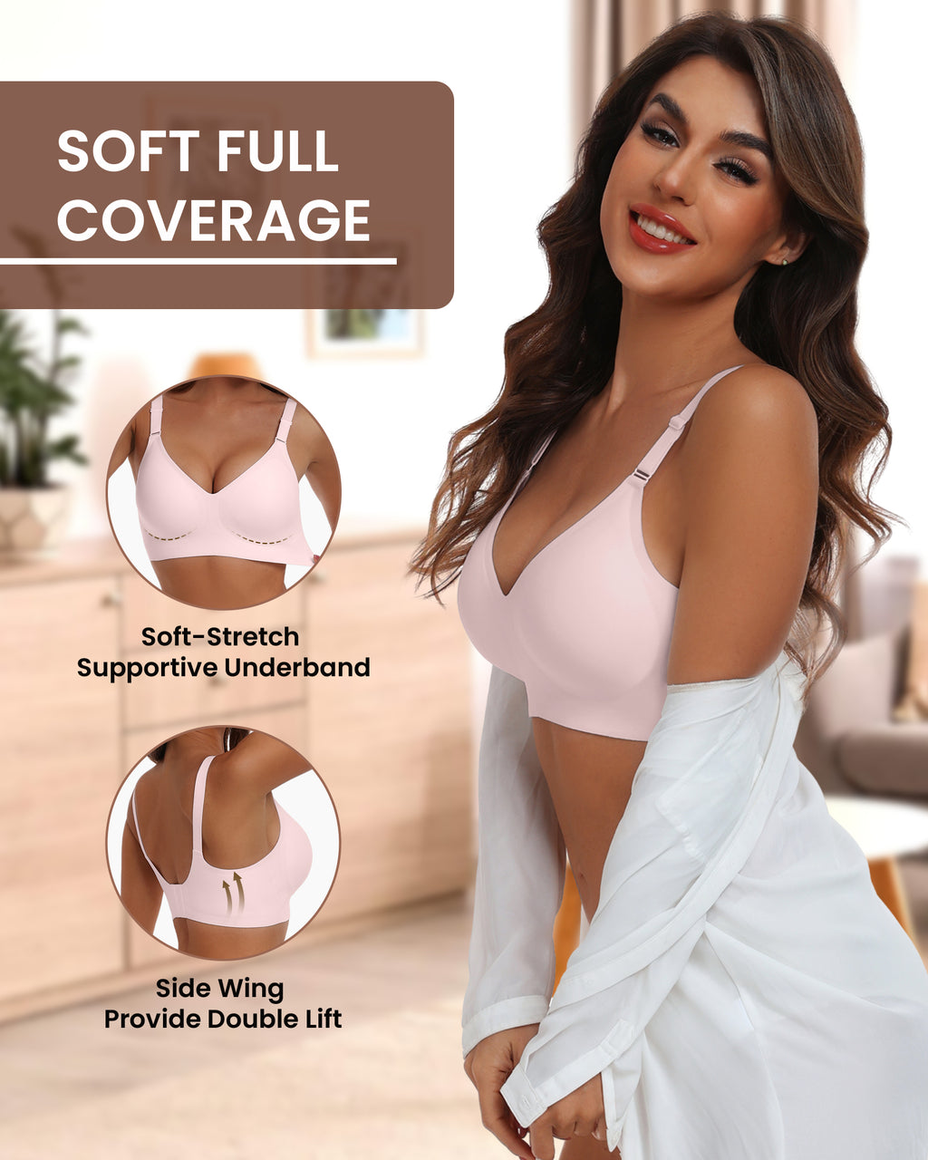 HORISUN Comfortable Seamless Full Coverage Bra for Women Wireless Bras with Soft Support Regular and Plus Size