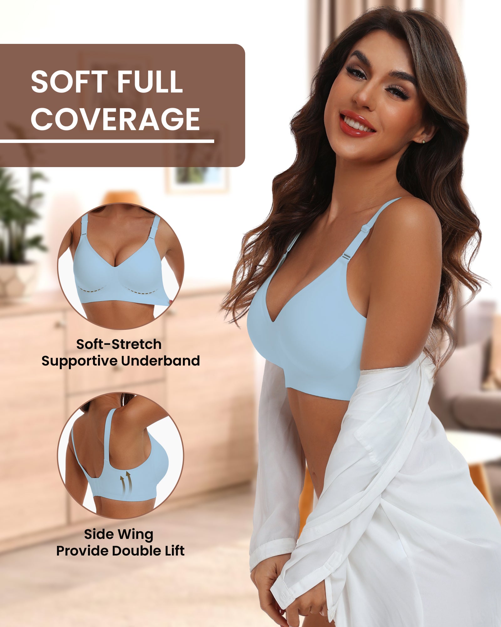HORISUN Comfortable Seamless Full Coverage Bra for Women Wireless Bras with Soft Support Regular and Plus Size