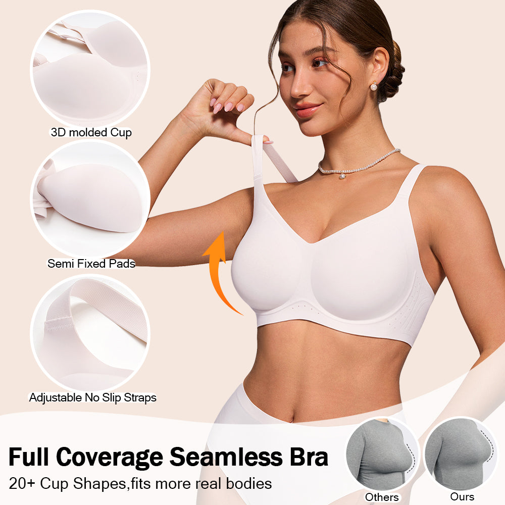 HORISUN Wireless Full Coverage Bras Push Up Comfortable Seamless Jelly Bra