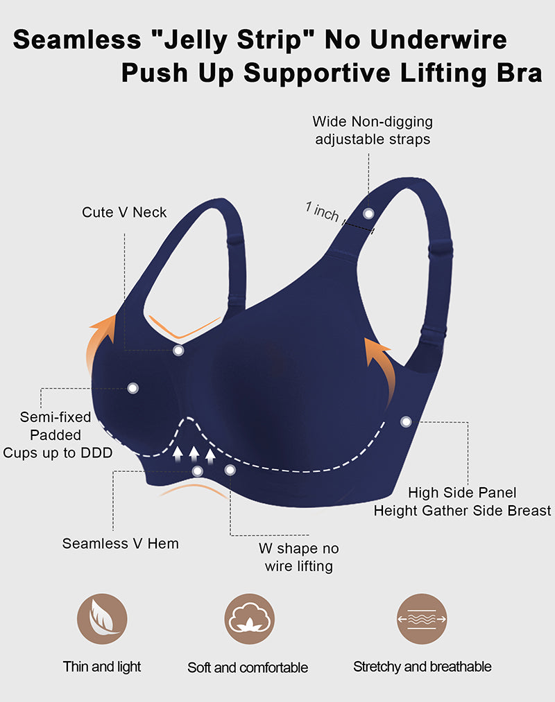 Wireless Seamless Wirefree Support Lift Full Coverage Push Up T Shirt Bra