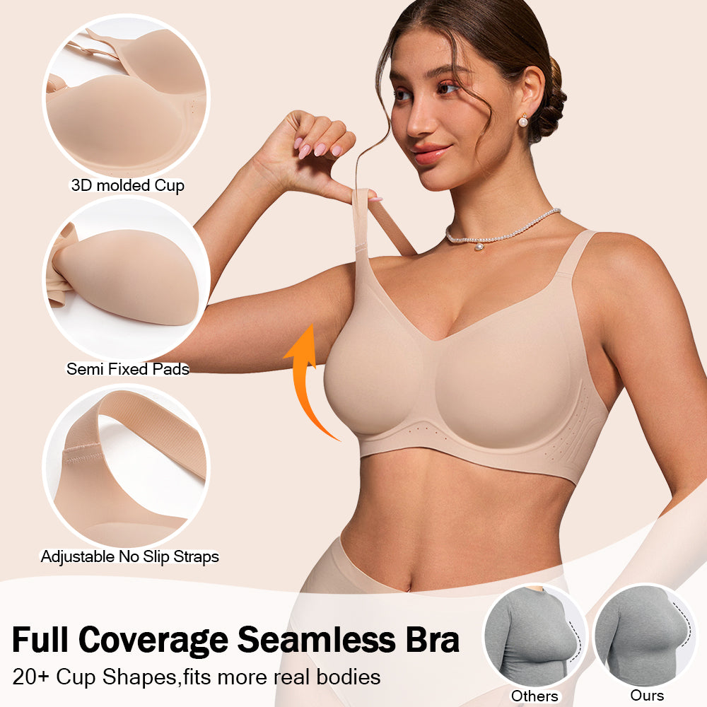 HORISUN Wireless Full Coverage Bras Push Up Comfortable Seamless Jelly Bra