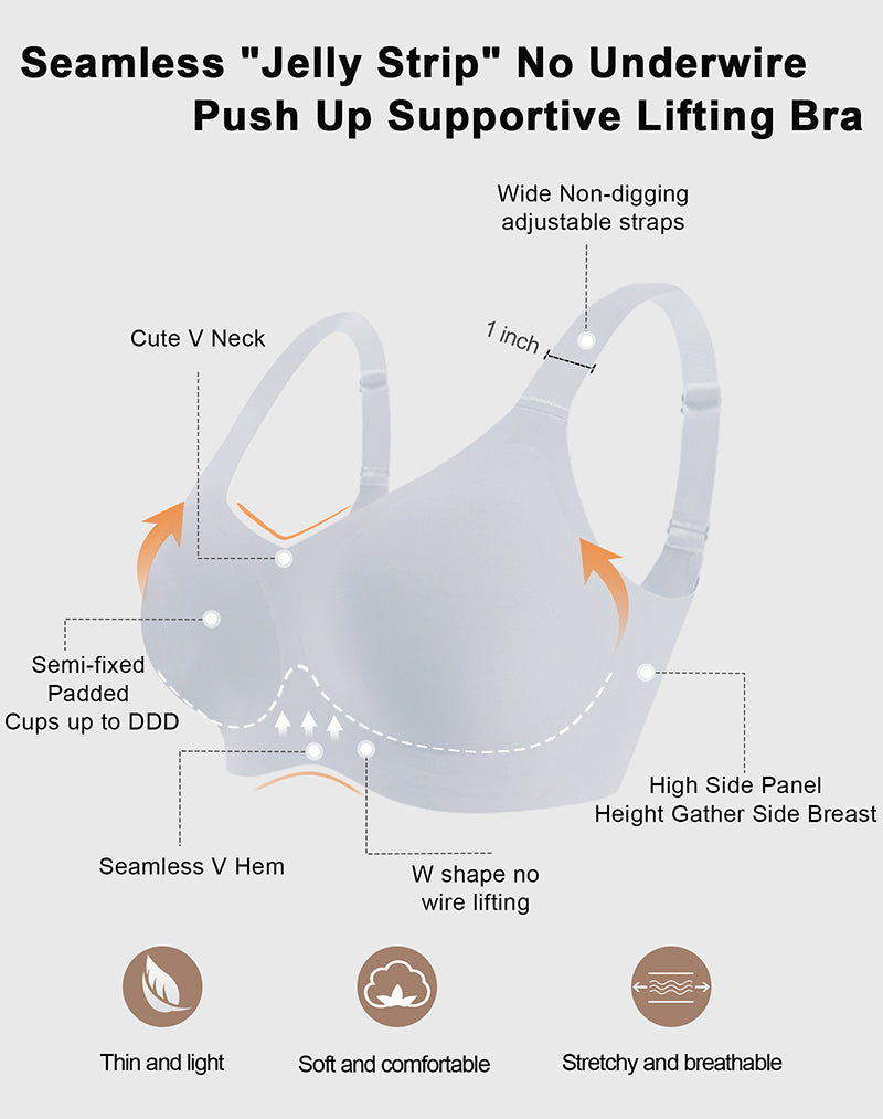 Wireless Seamless Wirefree Support Lift Full Coverage Push Up T Shirt Bra