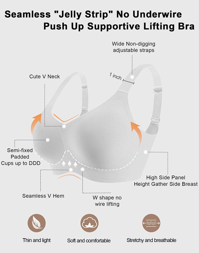 Wireless Seamless Wirefree Support Lift Full Coverage Push Up T Shirt Bra