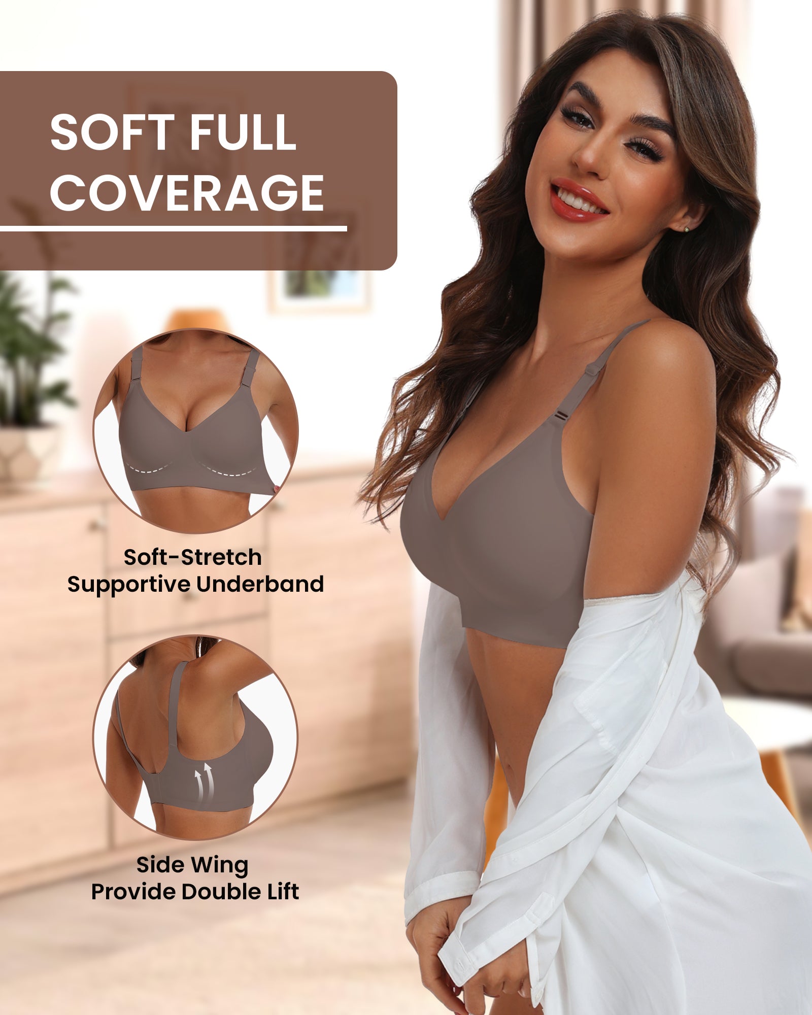 HORISUN Comfortable Seamless Full Coverage Bra for Women Wireless Bras with Soft Support Regular and Plus Size