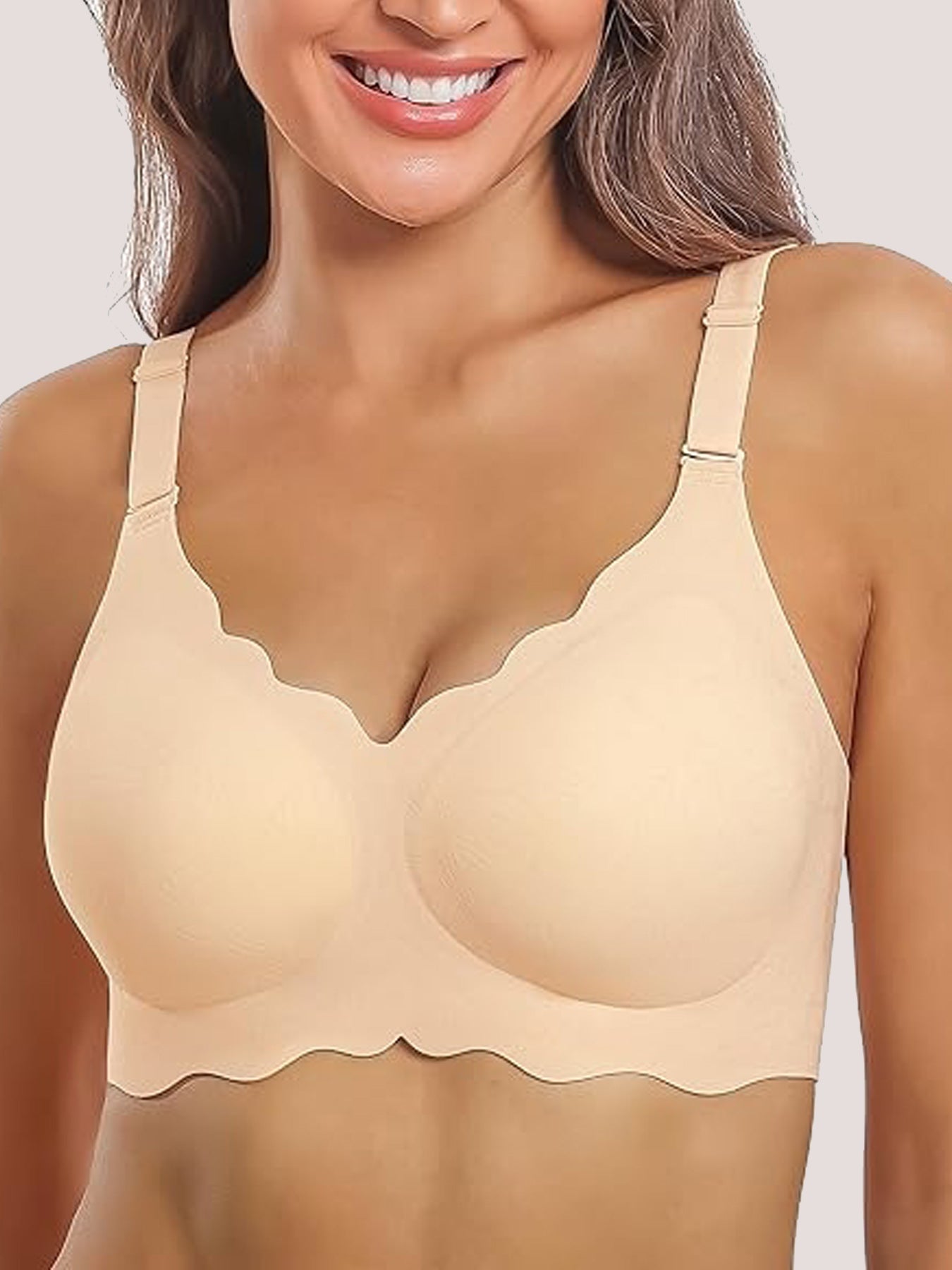 Lace Floral V Neck Wavy Seamless Bra