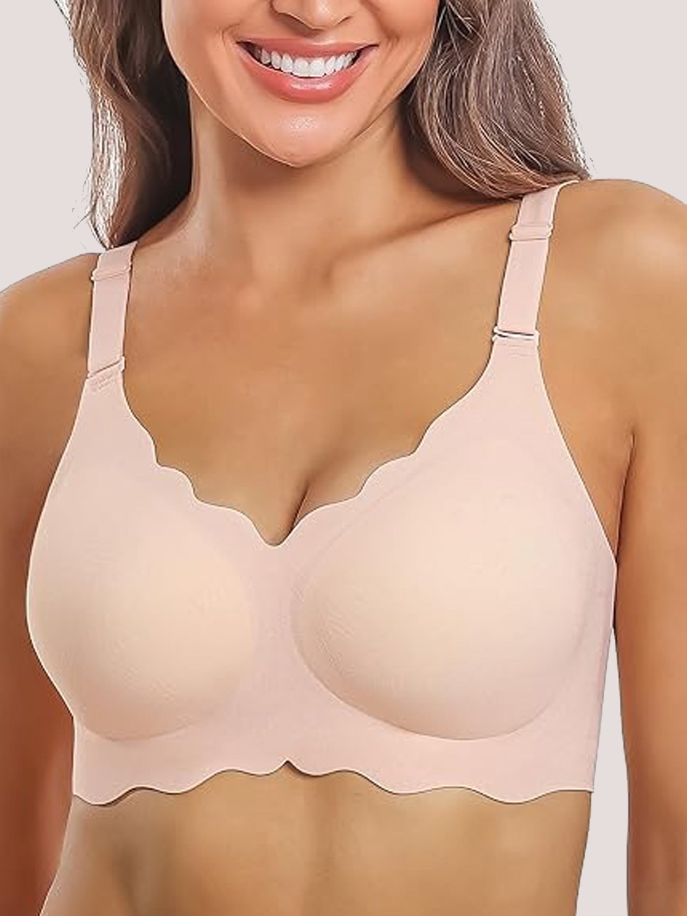 Lace Floral V Neck Wavy Seamless Bra