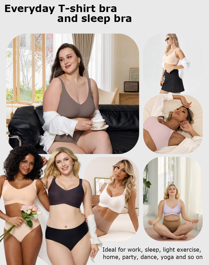 Wireless Seamless Wirefree Support Lift Full Coverage Push Up T Shirt Bra