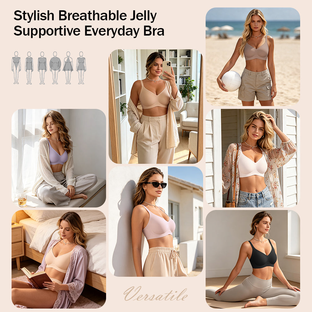HORISUN Wireless Full Coverage Bras Push Up Comfortable Seamless Jelly Bra