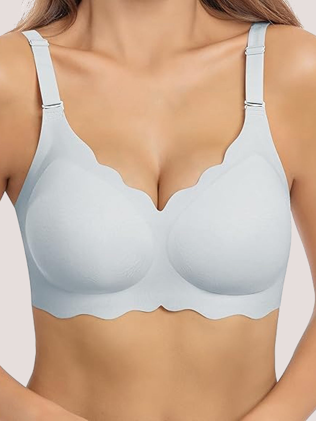 Lace Floral V Neck Wavy Seamless Bra