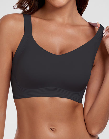 V-Neck Flocking Seamless Bra