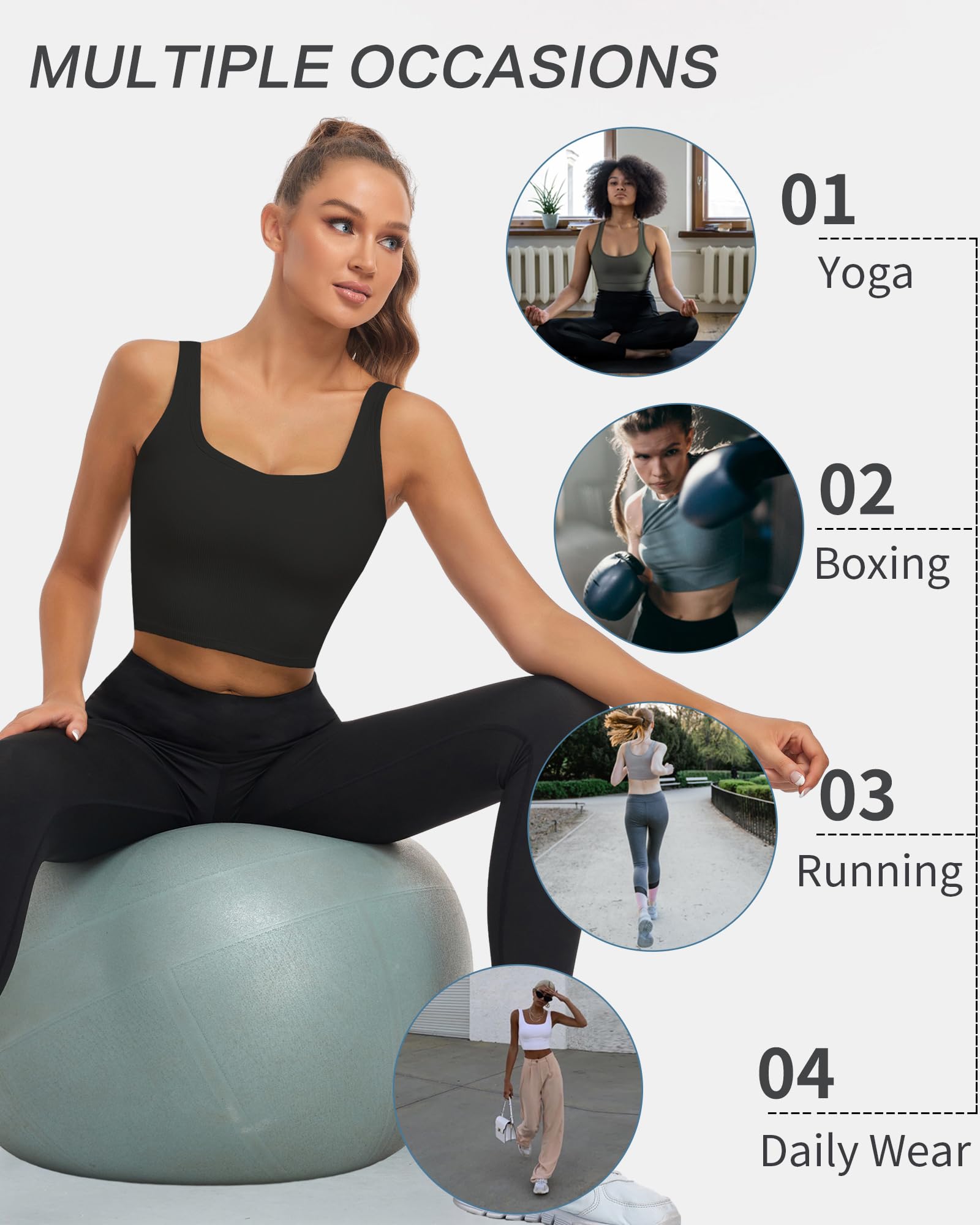 HORISUN Womens Sports Bra Longline Padded Wirefree