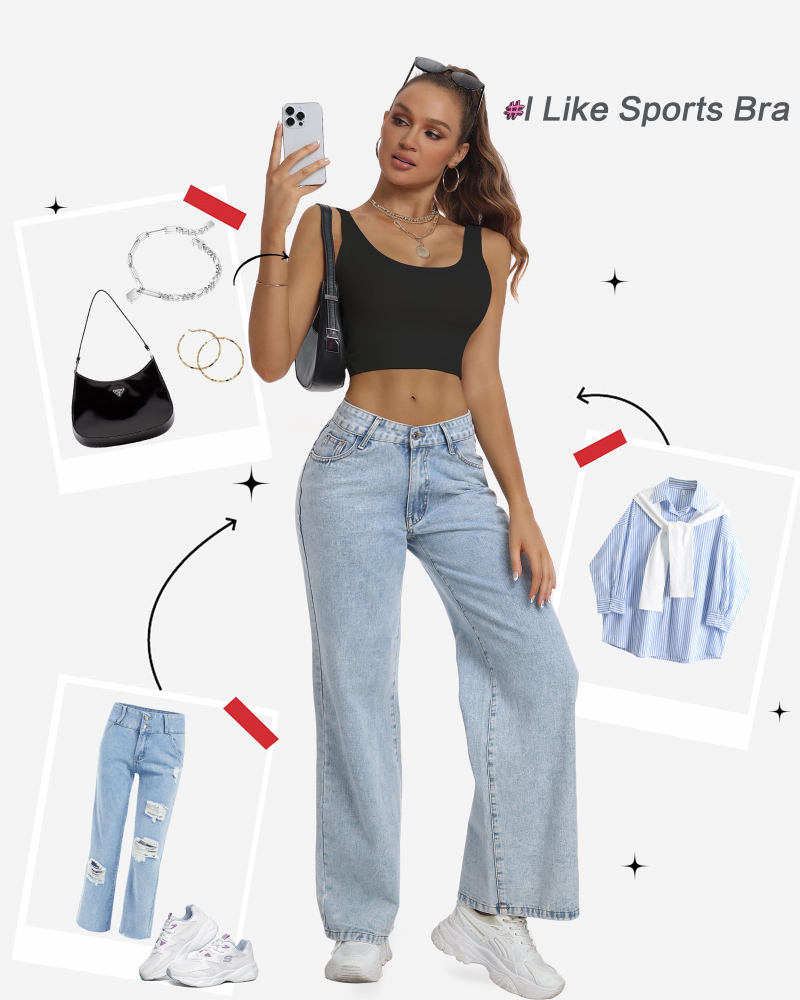 HORISUN Womens Sports Bra Longline Padded Wirefree