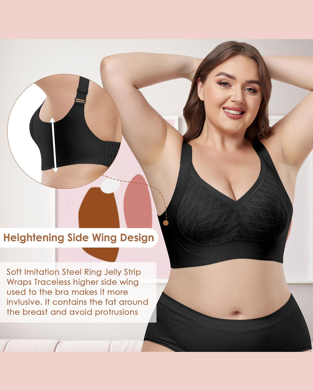 HORISUN® Women's Plus Size Wireless Bras V Neck