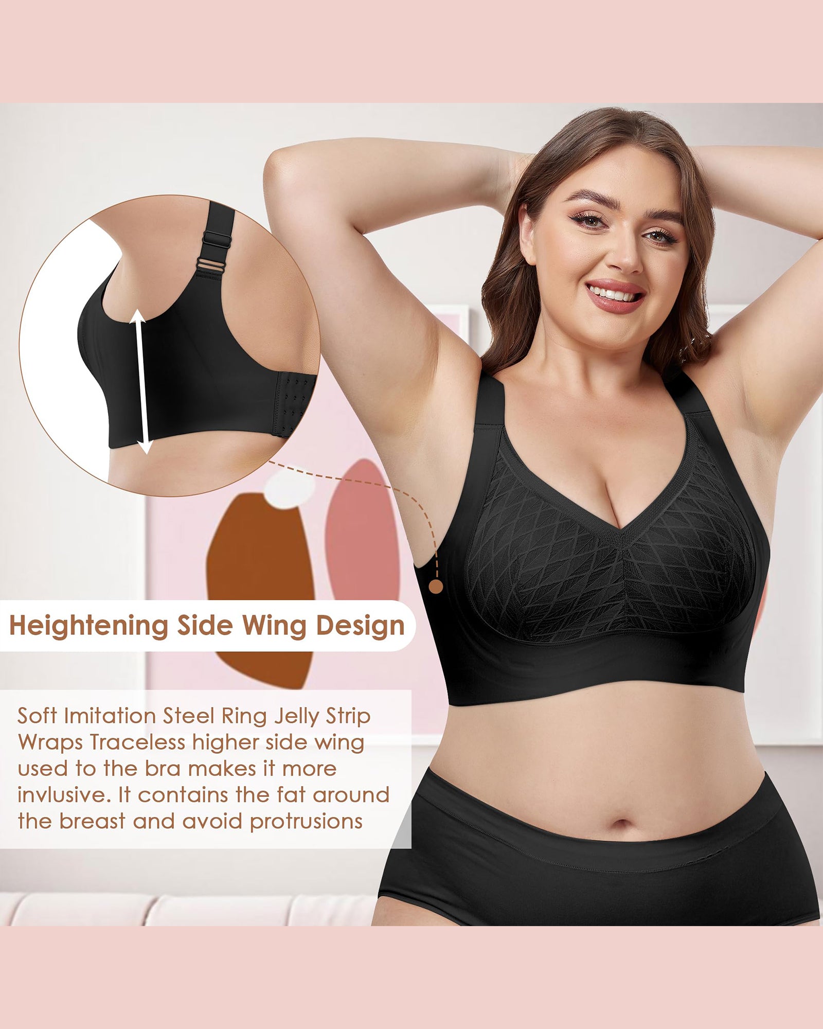 HORISUN® Women's Plus Size Wireless Bras V Neck