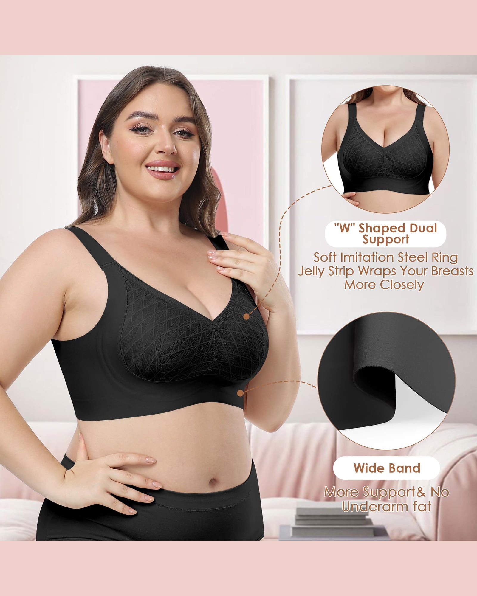 HORISUN® Women's Plus Size Wireless Bras V Neck