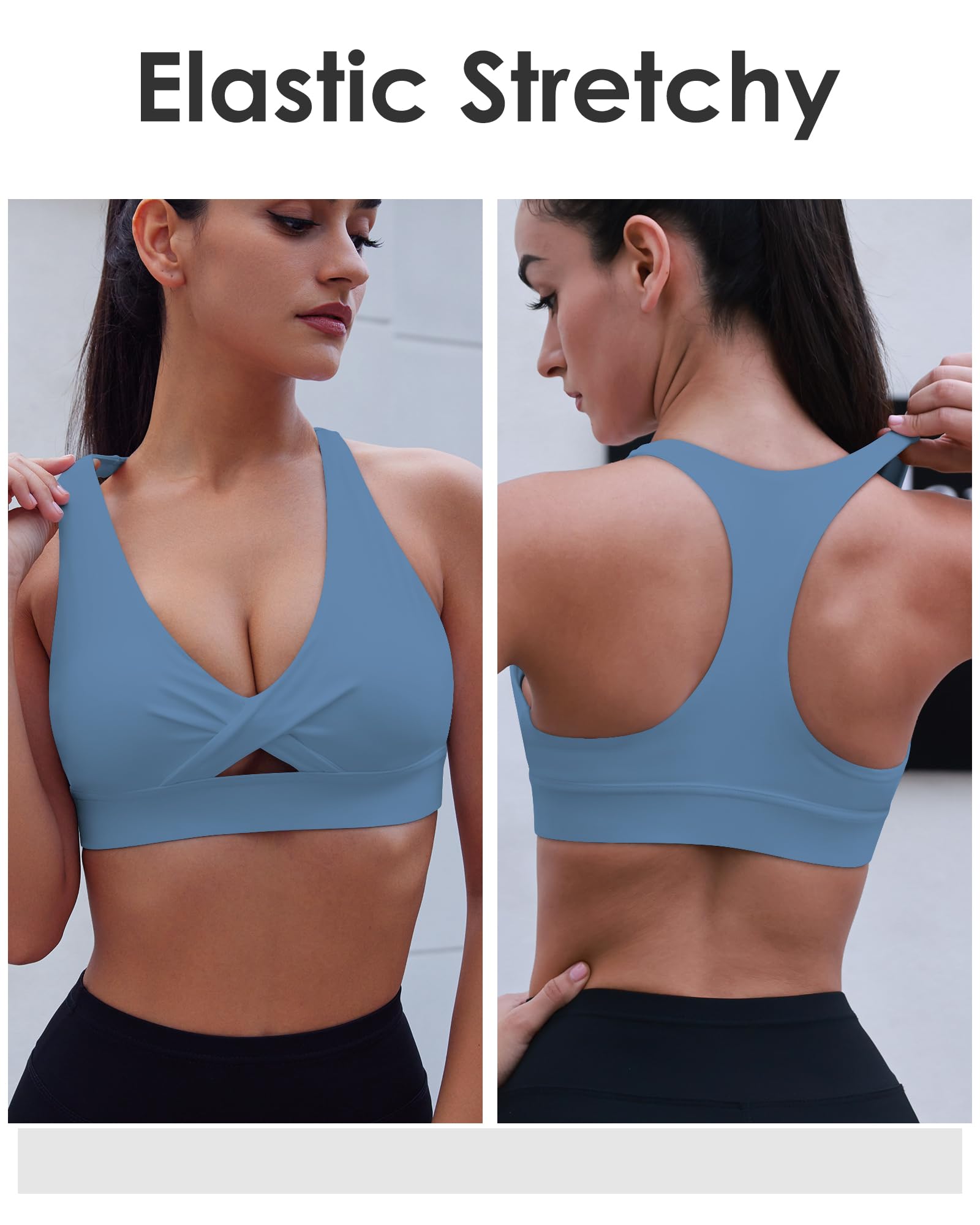 HORISUN Womens Sports Bra Racerback Padded Workout Tops