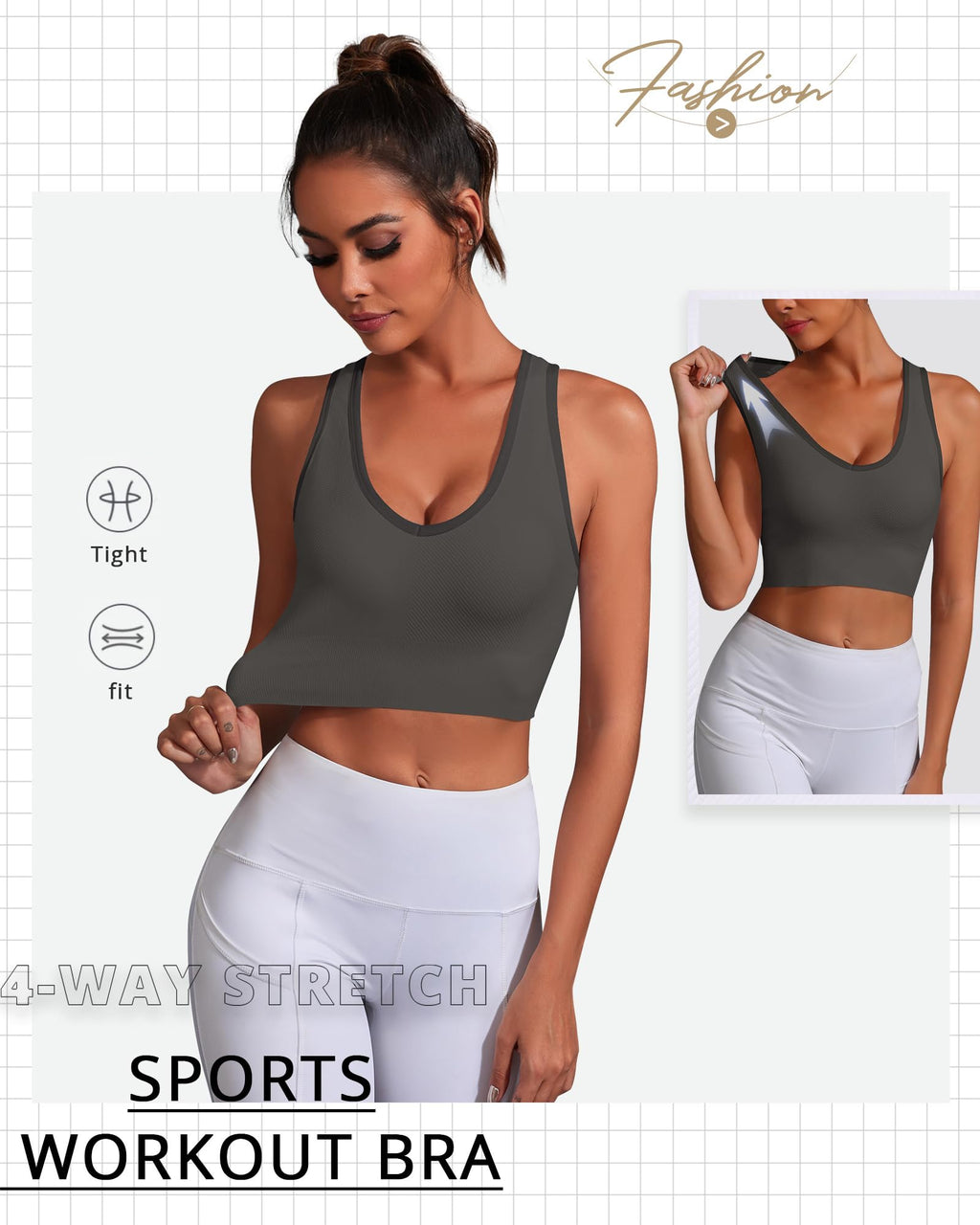 HORISUN Wireless V Neck Sports Bras