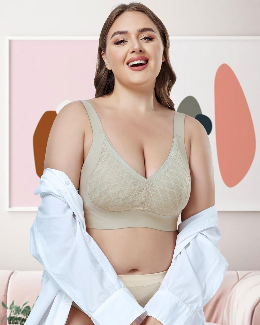 HORISUN® Women's Plus Size Wireless Bras V Neck
