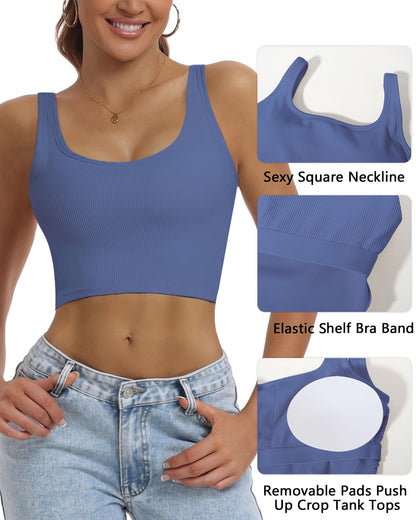 HORISUN Womens Sports Bra Longline Padded Wirefree