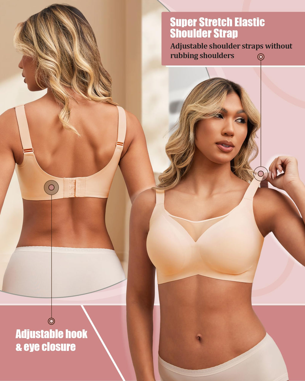 HORISUN Jelly Strip Support Comfortable Seamless Mesh Plunge Bra