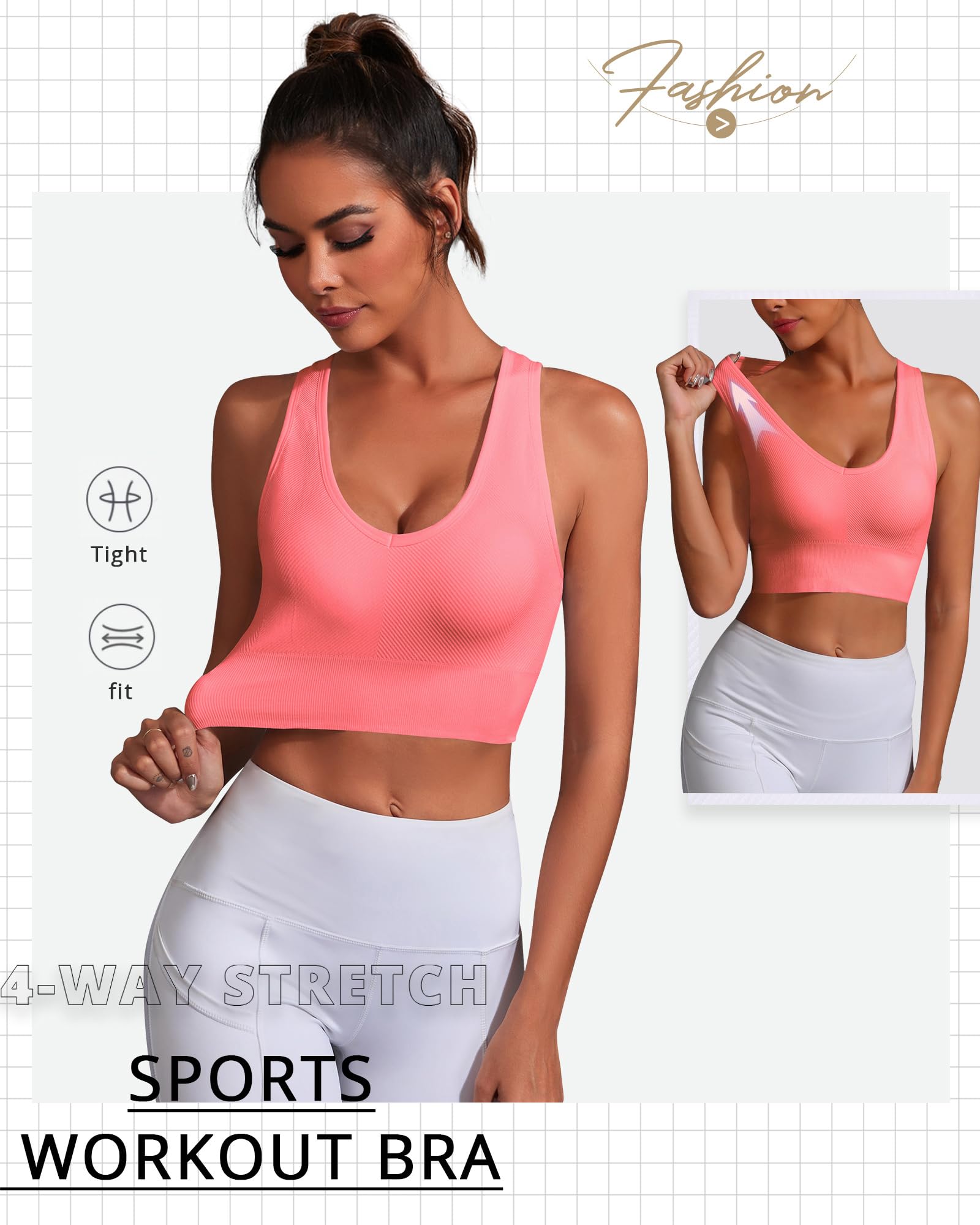 HORISUN Wireless V Neck Sports Bras