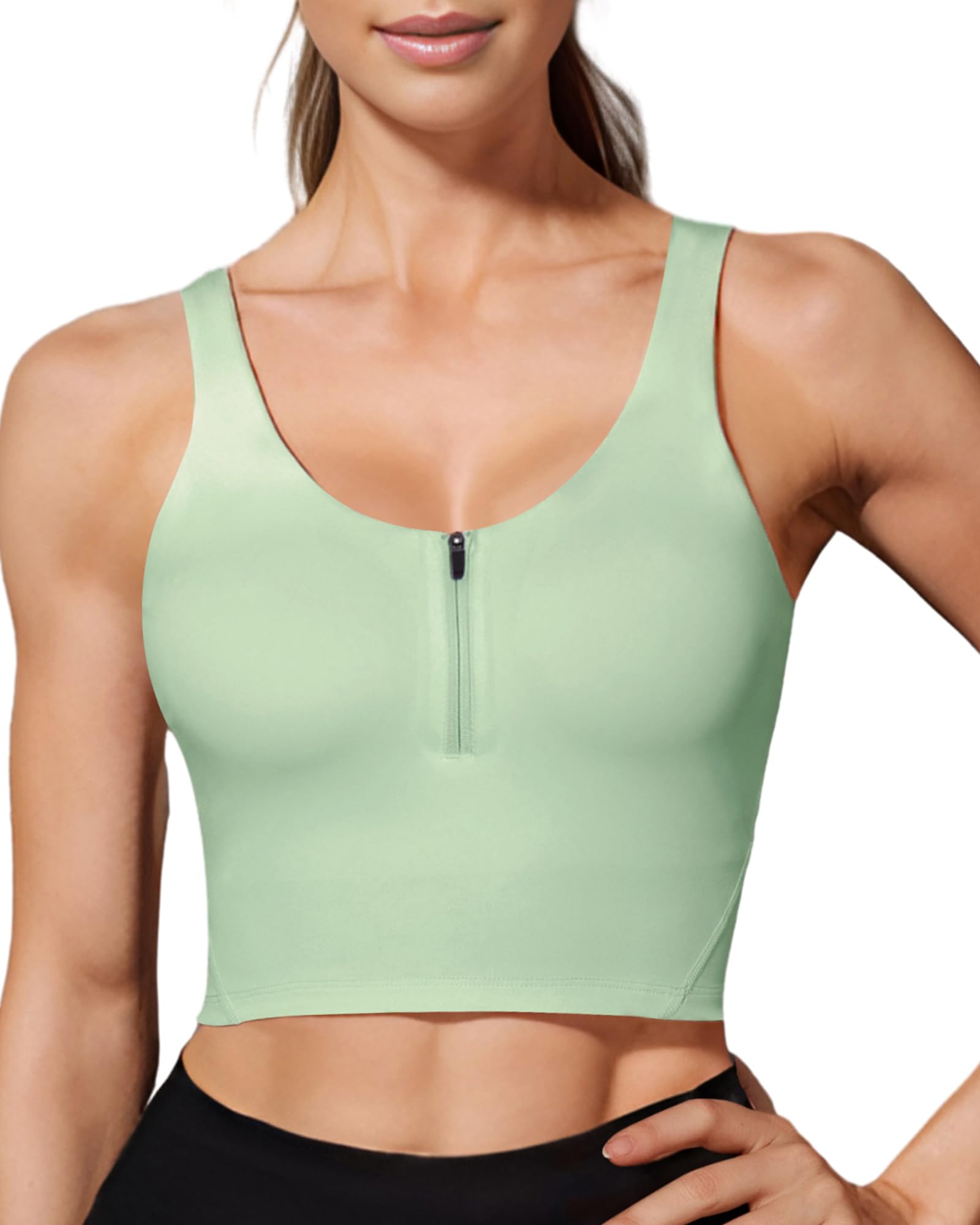 HORISUN  Longline Zip Front Closure Sports Bras