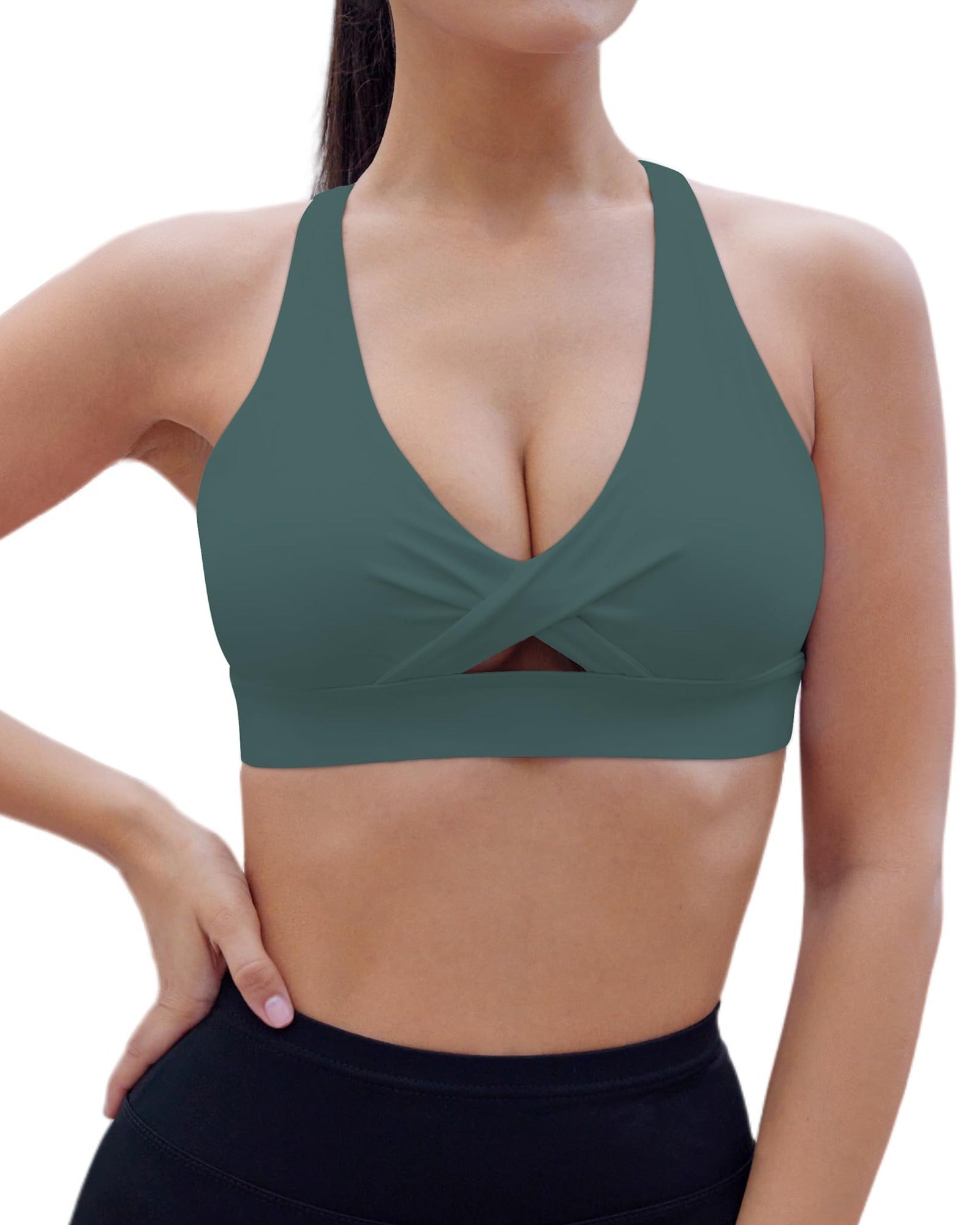 HORISUN Womens Sports Bra Racerback Padded Workout Tops