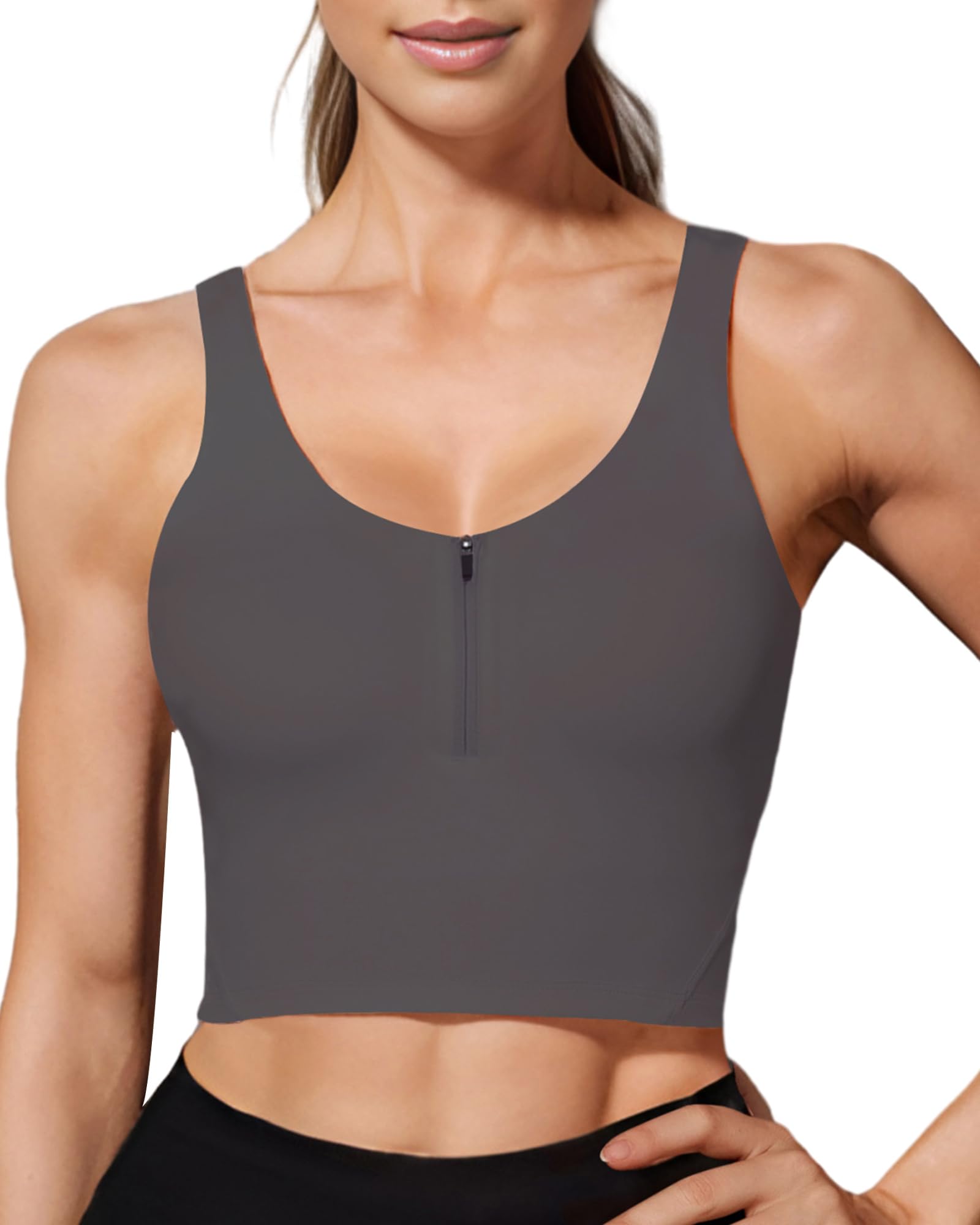 HORISUN  Longline Zip Front Closure Sports Bras