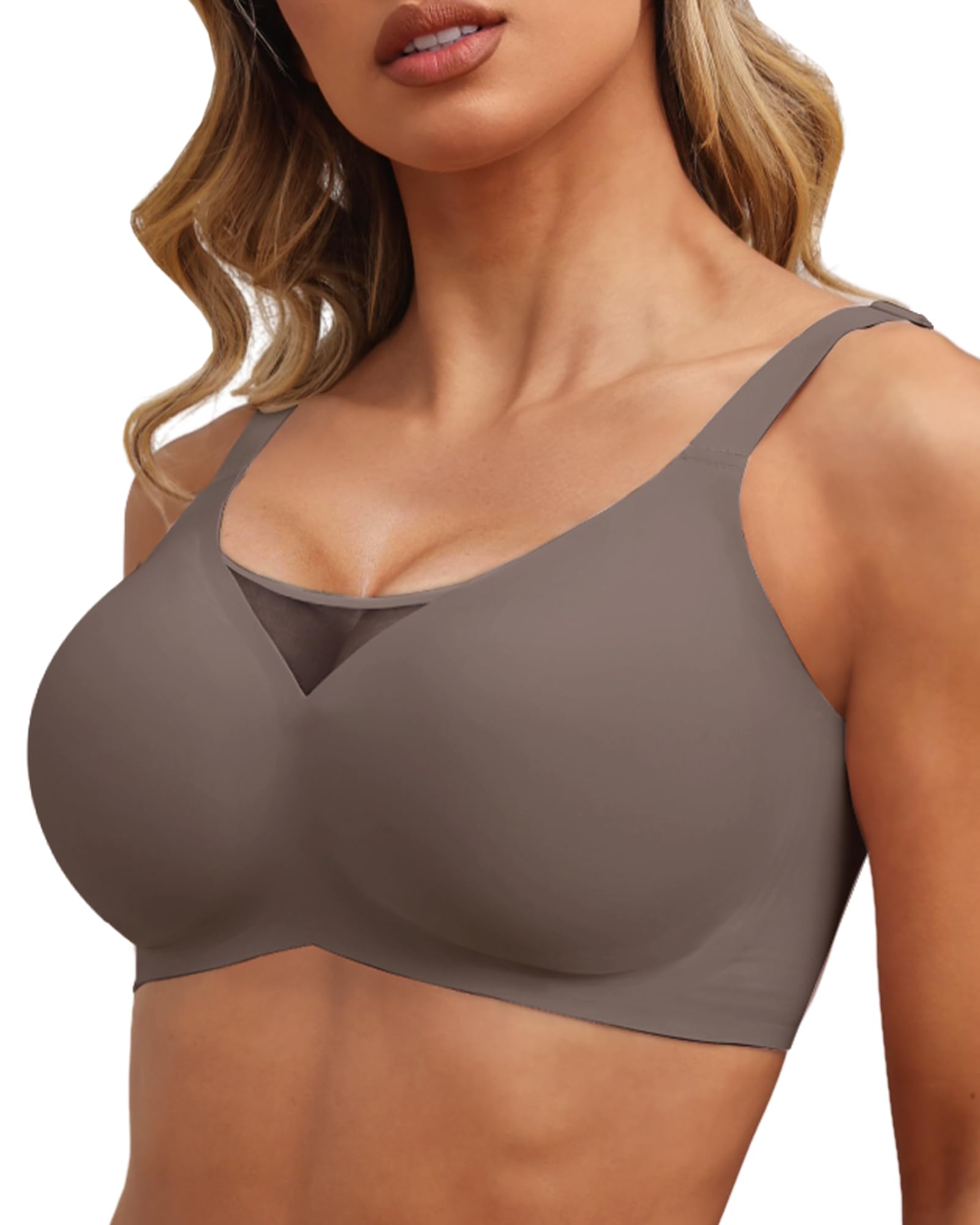 HORISUN Jelly Strip Support Comfortable Seamless Mesh Plunge Bra