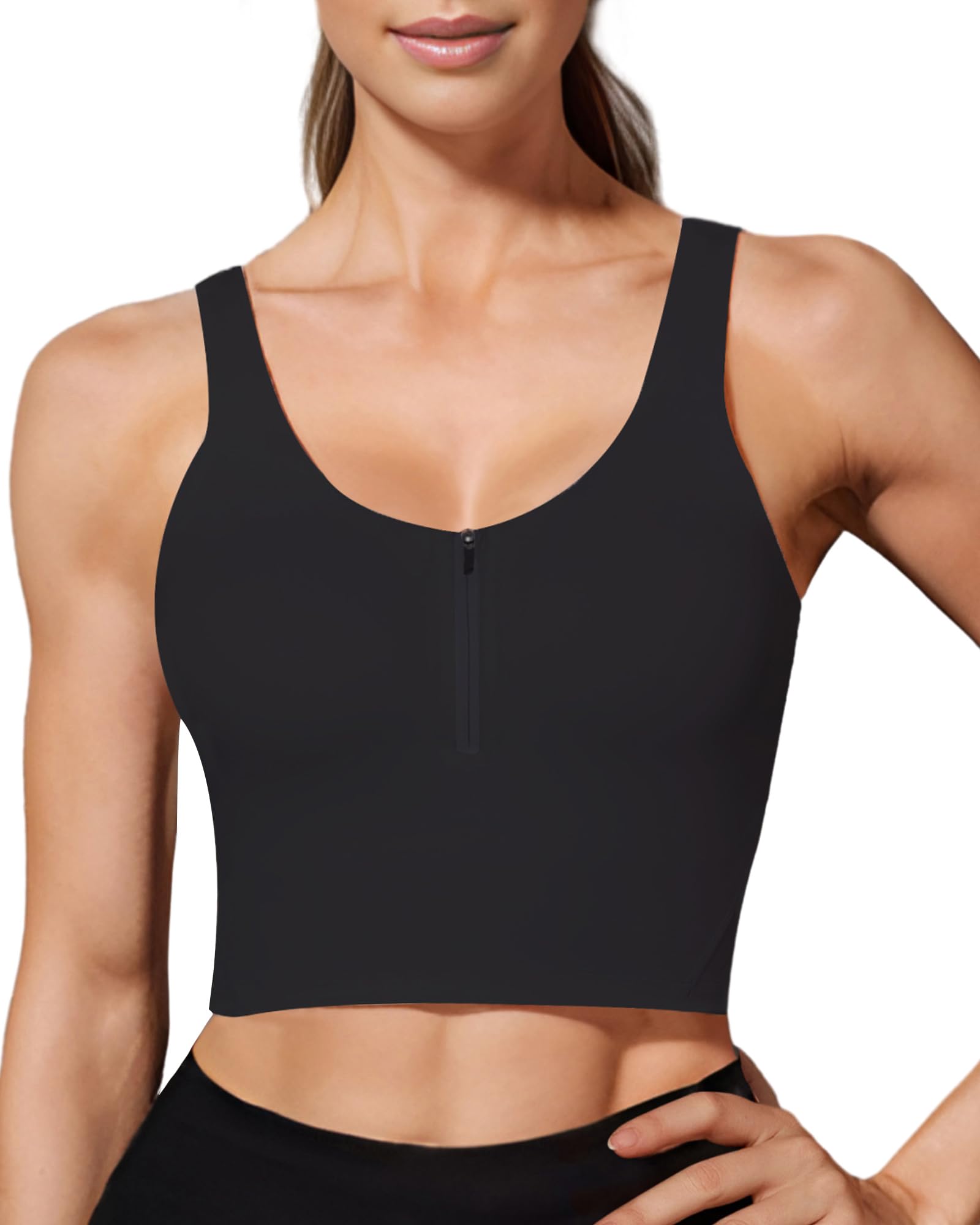 HORISUN  Longline Zip Front Closure Sports Bras