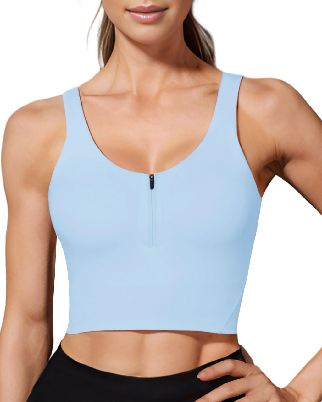 HORISUN  Longline Zip Front Closure Sports Bras