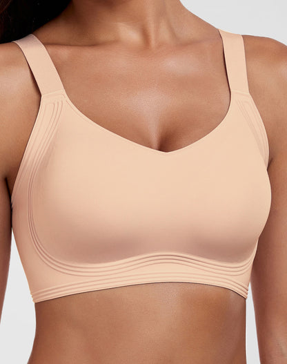 V-Neck Flocking Seamless Bra